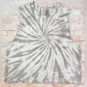 Sage | Gray & Cream Tie-Dye Sleeveless Workout Top